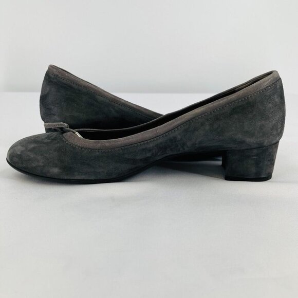 AGL Women's Kristin Bow Tie Pump Size EUR 41/US 11 Grey Suede Leather Block Heel - Picture 8 of 16